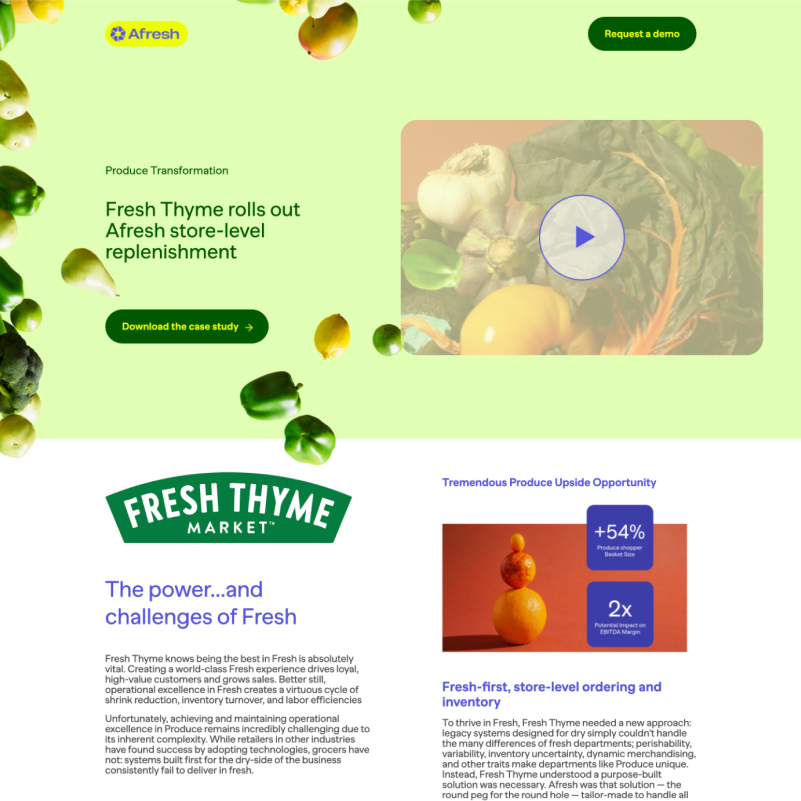 Afresh Report Download Landing page